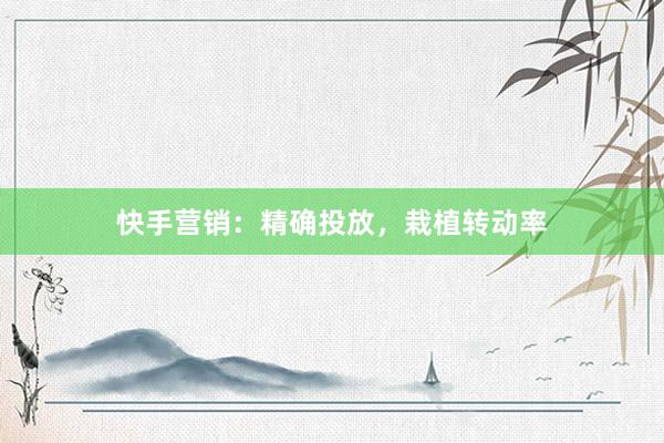 快手营销：精确投放，栽植转动率